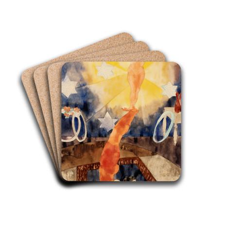 Two Acrobats in Red Tights by Charles Demuth Drink Coasters - set of 4
