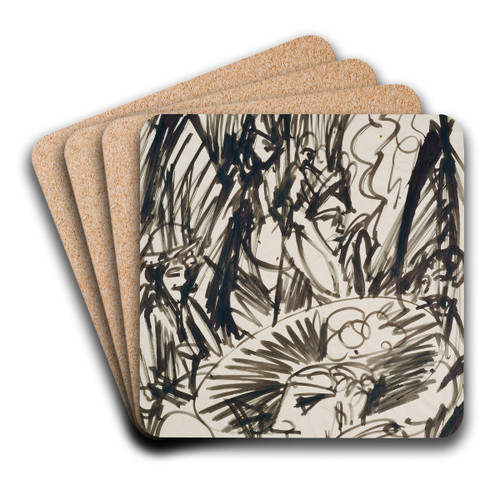 Cafinterieur by Ernst Ludwig Kirchner Art Drink Coaster set