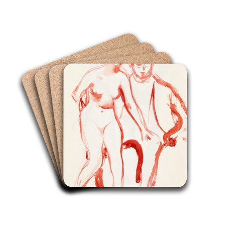 Mies ja malli, luonnos by Magnus Enckell Drink Coasters - set of 4
