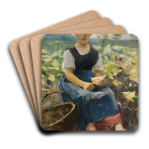 Mdchen im Kohlfeld by Karl Hagemeister Art Drink Coaster set