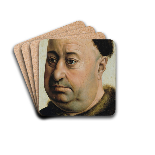 Portrait of a Fat Man by Robert Campin Drink Coasters - set of 4