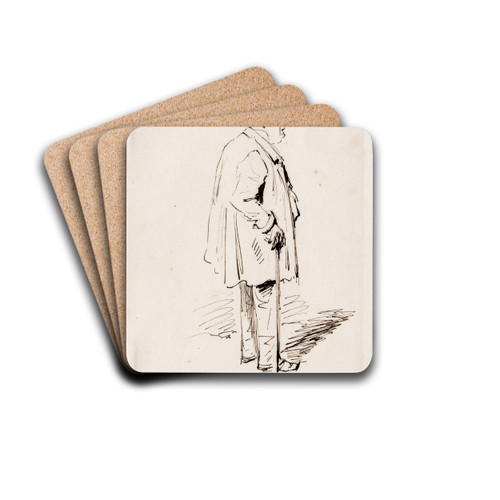 Staande man van opzij gezien, Foornberg, wijkmeester by Pieter van Loon Drink Coasters - set of 4 Staande man van opzij gezien, Foornberg, wijkmeester by Pieter van Loon Drink Coasters - set of 4