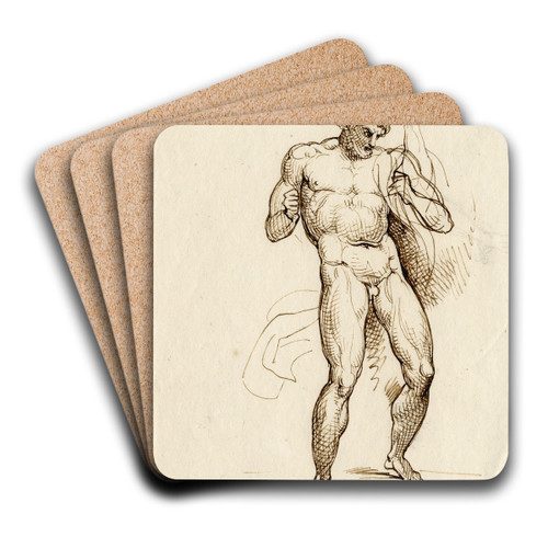 Naakte mannenfiguur in offensieve pose by David Humbert de Superville Art Drink Coaster set Naakte mannenfiguur in offensieve pose by David Humbert de Superville Art Drink Coaster set