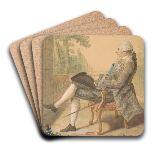 Seated Man with a Sword, and a Hat on his Knee by Louis Carrogis Carmontelle Art Drink Coaster set Seated Man with a Sword, and a Hat on his Knee by Louis Carrogis Carmontelle Art Drink Coaster set