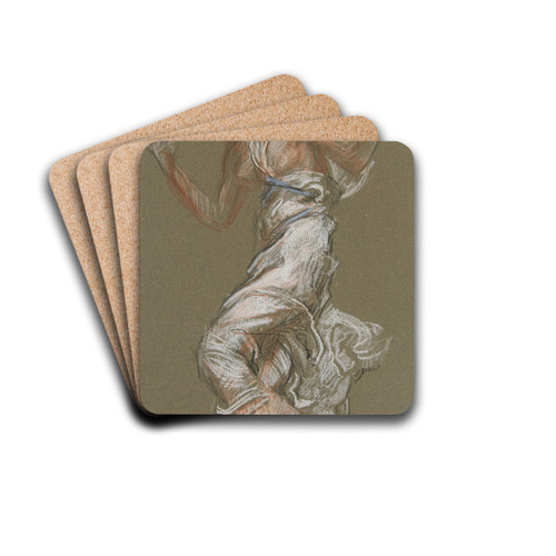 Study for figure of 1 pm in 'The Hours' ceiling at the state capitol building in Harrisburg,Pennsylvania by Edwin Austin Abbey Drink Coasters - set of 4