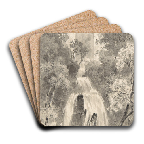 View of a Waterfall by David Octavius Hill Art Drink Coaster set View of a Waterfall by David Octavius Hill Art Drink Coaster set