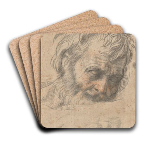 Study for the Head of Saint Joseph by Andrea del Sarto Art Drink Coaster set