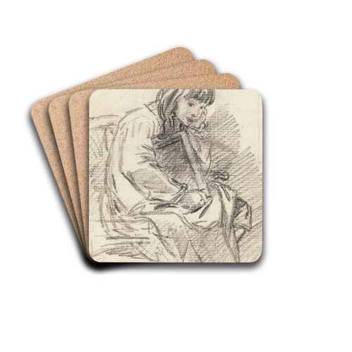A Child Seated by Benjamin West Drink Coasters - set of 4