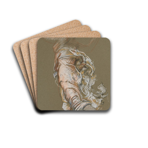 Study for figure of 8 am in 'The Hours' ceiling at the state capitol building in Harrisburg,Pennsylvania by Edwin Austin Abbey Drink Coasters - set of 4