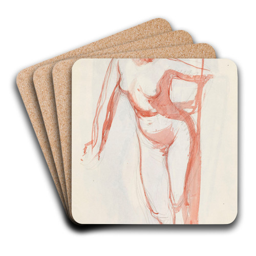Seisova alaston malli, luonnos by Magnus Enckell Art Drink Coaster set