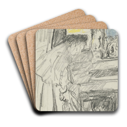 Mme Vuillard auprs de la chemine, rue de Calais by douard Vuillard Art Drink Coaster set Mme Vuillard auprs de la chemine, rue de Calais by douard Vuillard Art Drink Coaster set