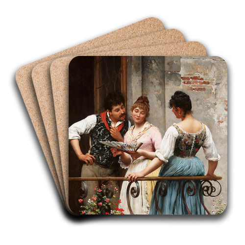 A Favourite Fan by Eugen von Blaas Art Drink Coaster set