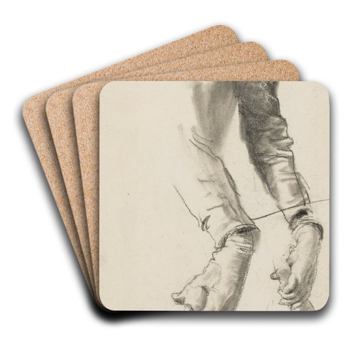 Two studies of a womans left arm holding a childs hand by Adolph von Menzel Art Drink Coaster set