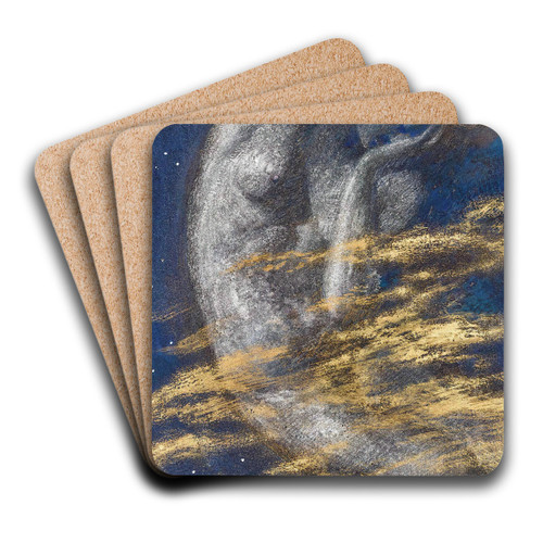 The Weary Moon by Edward Robert Hughes Art Drink Coaster set