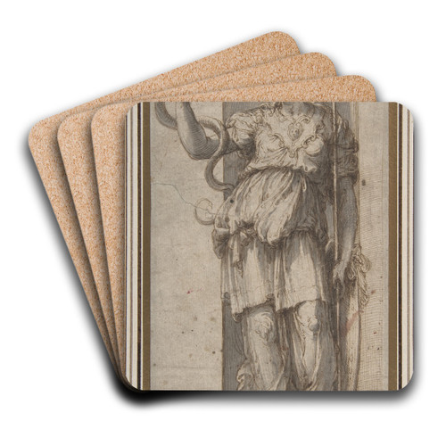 Study for Allegorical Figure of Prudence by Perino Del Vaga Art Drink Coaster set