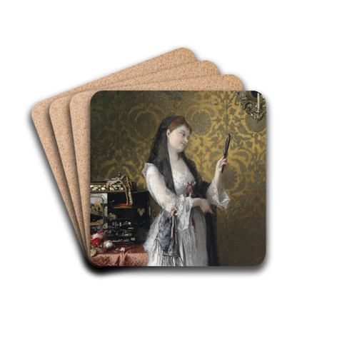 Dame im Boudoir by Conrad Kiesel Drink Coasters - set of 4