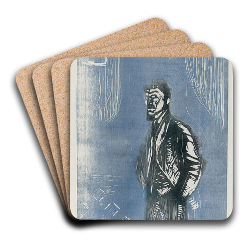 Self-Portrait in Moonlight by Edvard Munch Art Drink Coaster set