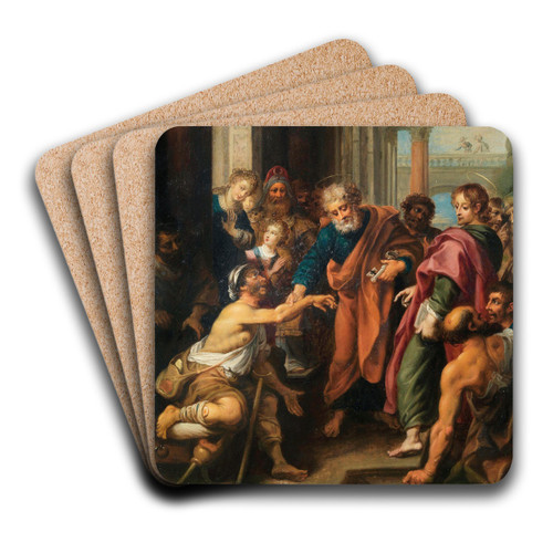 Saint Peter healing a lame man by Hendrik van Balen Art Drink Coaster set
