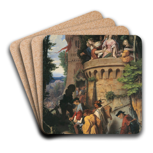 The Rose, or the Artist's Journey by Moritz von Schwind Art Drink Coaster set
