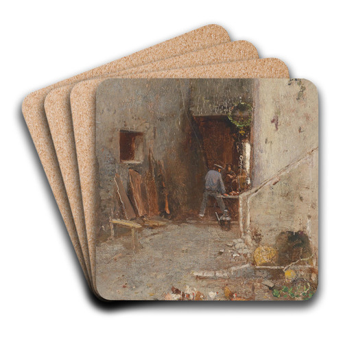 Partie aus Klausen (Sdtirol) by Robert Russ Art Drink Coaster set
