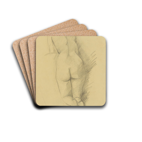 Kniender weiblicher Rckenakt by Anny Dollschein Drink Coasters - set of 4