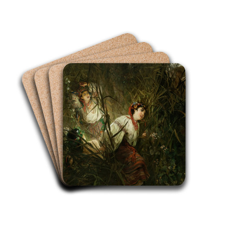 Water Nymphs by Witold Pruszkowski Drink Coasters - set of 4