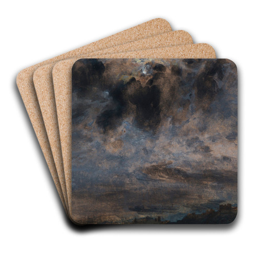Mondschein ber den Dchern von Berlin by Adolph von Menzel Art Drink Coaster set