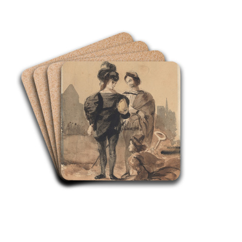Hamlet and Horatio in the Graveyard by Eugne Delacroix Drink Coasters - set of 4
