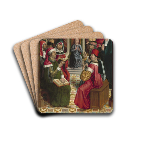 Christ among the Doctors by Master of the Catholic Kings Drink Coasters - set of 4