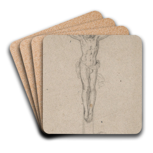 Christ on the Cross (Crucified) by Jozef Czauczik Art Drink Coaster set