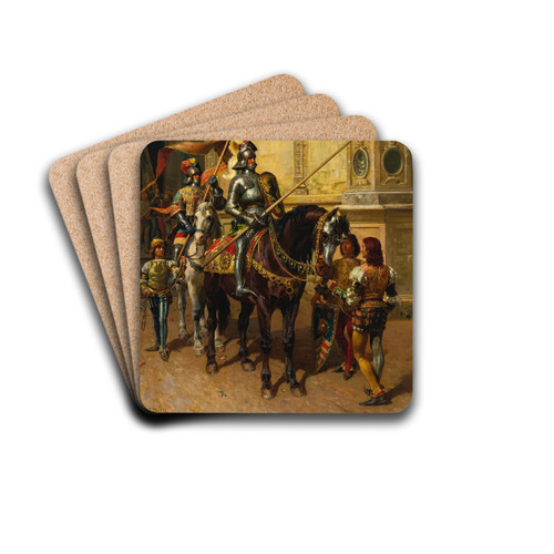 To the joust by Cesare Auguste Detti Drink Coasters - set of 4 To the joust by Cesare Auguste Detti Drink Coasters - set of 4