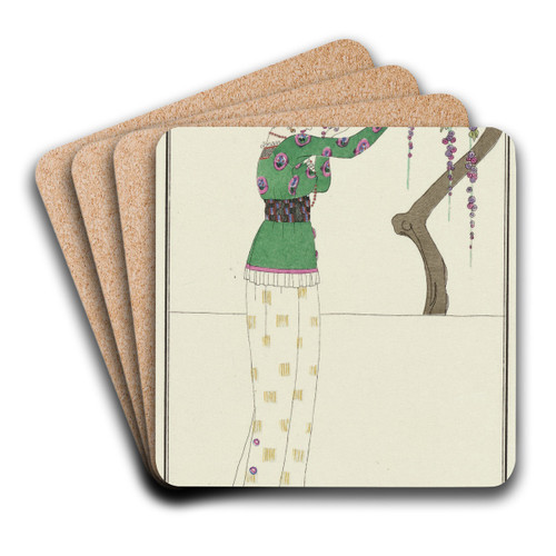 Fourreau crpe blanc by Charles Martin Art Drink Coaster set
