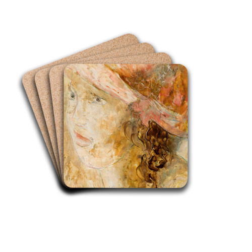 Gowa dziewczynki w lokach by Tadeusz Makowski Drink Coasters - set of 4 Gowa dziewczynki w lokach by Tadeusz Makowski Drink Coasters - set of 4