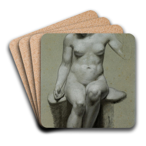 Seated Female Nude by Pierre-Paul Prud'hon Art Drink Coaster set