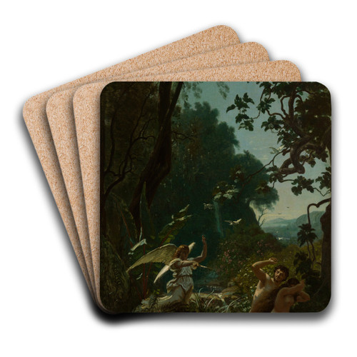 Adam et Eve chasss du paradis by Francois-Louis Franais Art Drink Coaster set