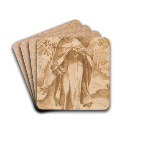 Saint Dominic Reading by Bartholomaeus Spranger Drink Coasters - set of 4