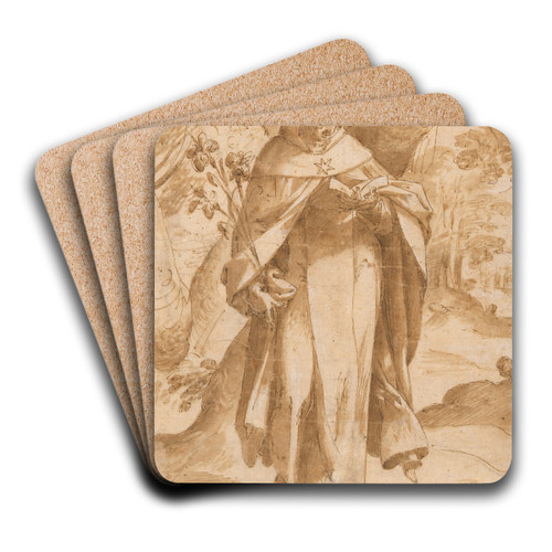 Saint Dominic Reading by Bartholomaeus Spranger Art Drink Coaster set