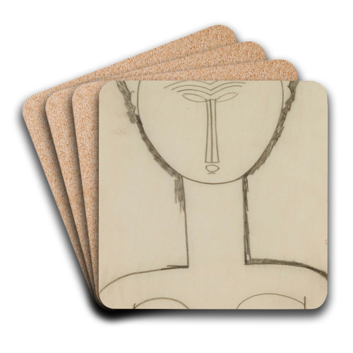 Cariatide, vue de face, demi-figure by Amedeo Modigliani Art Drink Coaster set