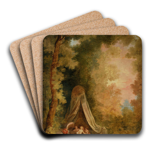 Bathing in a park by Jean Pierre Norblin Art Drink Coaster set