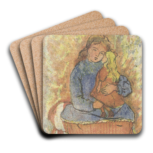 Meisje met pop by Lucien Pissarro Art Drink Coaster set
