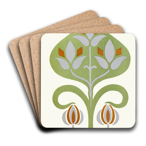 Combination of Broken Colours of Green, Blue and Orange; Harmony of Contrast by James Ward Art Drink Coaster set