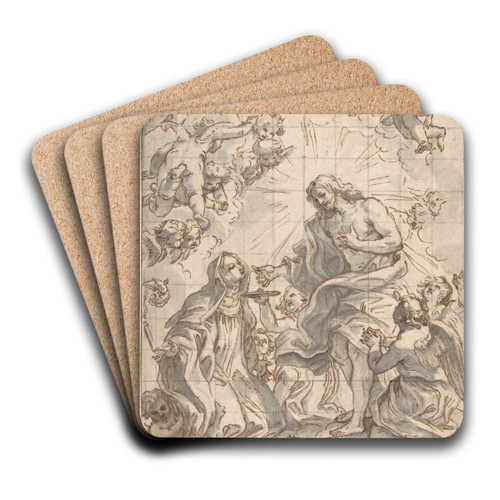Christ Giving the Host to a Holy Abbess by Giovanni Battista Gaulli Art Drink Coaster set