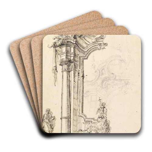 Study for an Altar with a Figure on a Raised Socle at Left by Joseph Anton Feuchtmayer Art Drink Coaster set