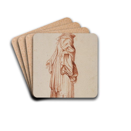 Stehende Dame im Profil nach links by Daniel Nikolaus Chodowiecki Drink Coasters - set of 4