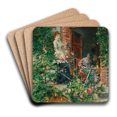 On the terrace by Giovanni Boldini Art Drink Coaster set