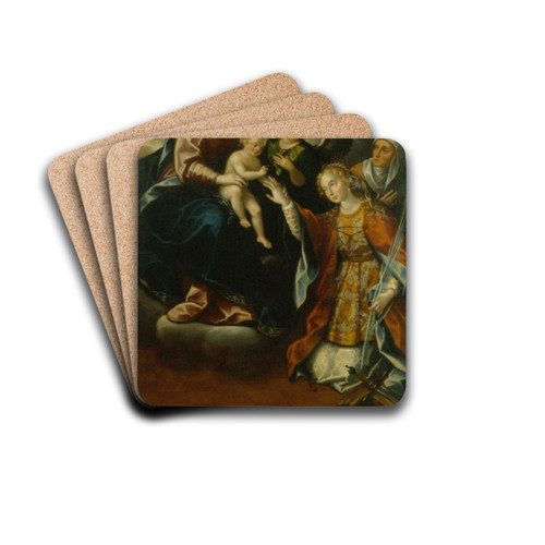 The Mystical Betrothal of Saint Catherine of Alexandria by Luis Jurez Drink Coasters - set of 4
