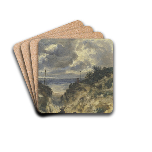 Hohlweg am Seestrand mit vier Mnnern, 1852 by Friedrich Karl Hausmann Drink Coasters - set of 4 Hohlweg am Seestrand mit vier Mnnern, 1852 by Friedrich Karl Hausmann Drink Coasters - set of 4