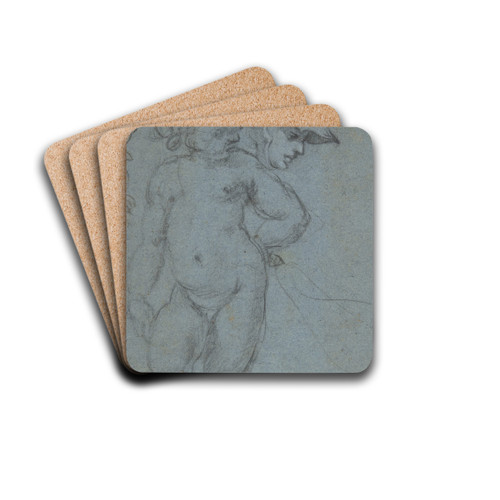 Standing Nude Putto and Study of a Helmeted Head by Domenico Gargiulo Drink Coasters - set of 4