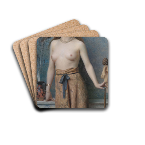 Young bacchante with thrysos staff by Max Nonnenbruch Drink Coasters - set of 4 Young bacchante with thrysos staff by Max Nonnenbruch Drink Coasters - set of 4