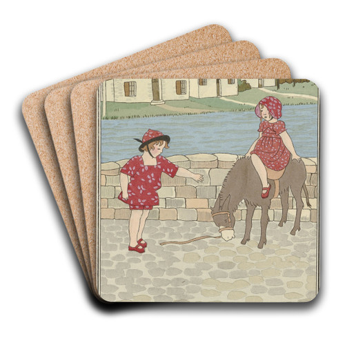 Robes de toile peinte by Monogrammist MFN Art Drink Coaster set